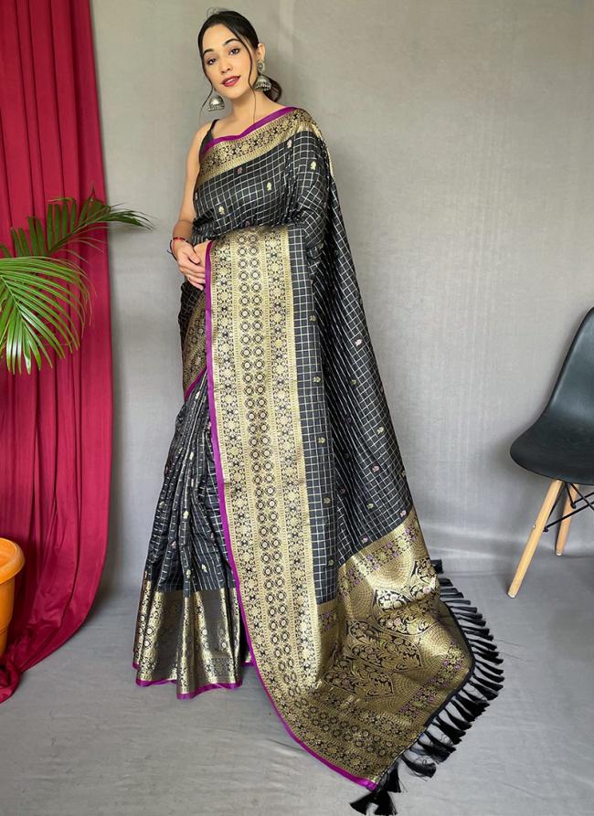 Kanjivaram Silk Black Party Wear Weaving Saree